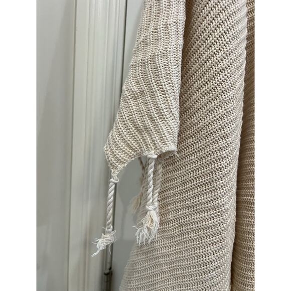 Under The Canopy Throw 60 x 72” 100% Organic Cotton Knit Stitch Blanket Cream - Picture 9 of 10